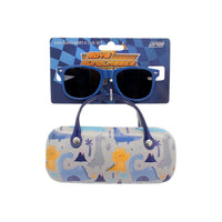 Boys Sunglasses Kids with Dino Print Snap Case : Blue