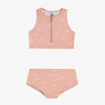 PINK TWO-PIECE SWIMSUIT WITH SMALL BUTTERFLIES, CHILD