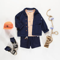 NAVY RELAXED FIT BERMUDAS IN COTTON AND LINEN, CHILD