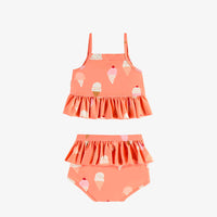 PEACH TWO PIECES SWIMSUIT WITH ICE CREAM CONE PRINT, BABY