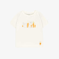 CREAM AND BLUE TWO-PIECES PAJAMA WITH BUNNIES AND CHICKENS PRINT, BABY