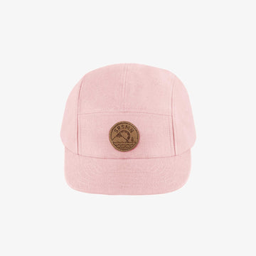 PINK CAP WITH FLAT VISOR IN LINEN AND COTTON, BABY
