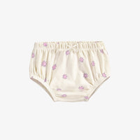 CREAM FLORAL SHORT SLEEVES DRESS AND BLOOMER IN ORGANIC COTTON, NEWBORN