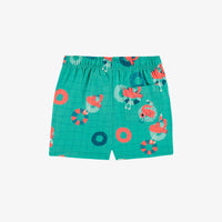BLUE SWIM SHORTS WITH FLAMINGO ALL OVER PRINT, BABY