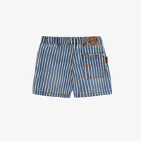 STRIPED BLUE DENIM SHORTS, BABY