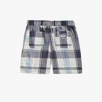 BLUE AND CREAM PLAID BERMUDA SHORTS, CHILD