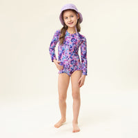Long Sleeve Lilac One-Piece UV Swimsuit