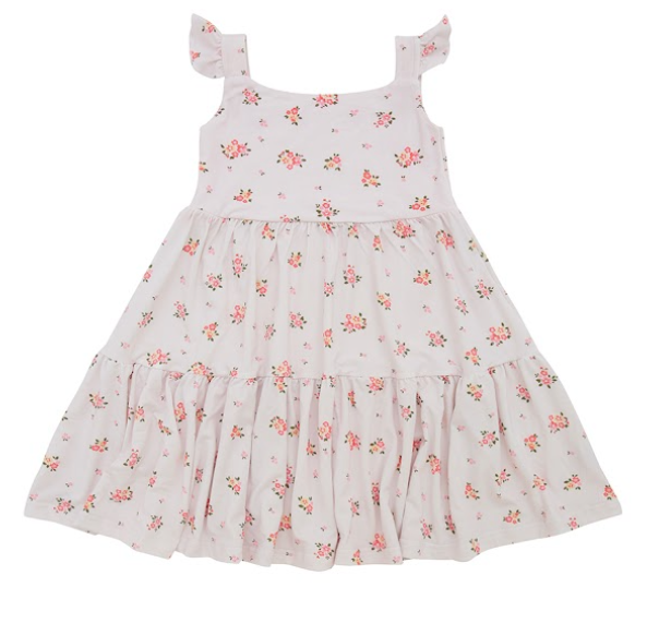 Ruffled Strapped Tiered Dress - Blushing Blossom