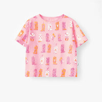 Pink T-shirt with cowboy boot all over print, child