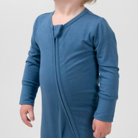 Footless Sleeper with Fold-over Cuffs - Ocean Blue