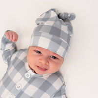 Knotted Hat - Denim Plaid