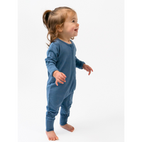 Footless Sleeper with Fold-over Cuffs - Ocean Blue