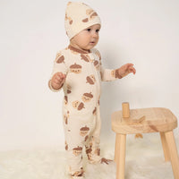 Bamboo Footies with Two Way Zipper (Acorn Pals Print)