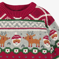 RED KNIT SWEATER WITH FESTIVE PATTERNS, BABY