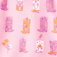 Pink T-shirt with cowboy boot all over print, baby