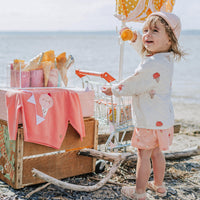 PINK SHORT SLEEVE COTTON DRESS WITH ICE CREAM PRINT, BABY