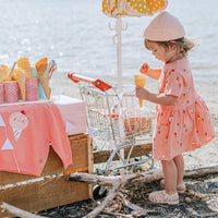 PINK SHORT SLEEVE COTTON DRESS WITH ICE CREAM PRINT, BABY