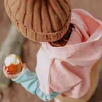 PINK HOODIE WITH COLOR BLOCK IN FRENCH TERRY, BABY
