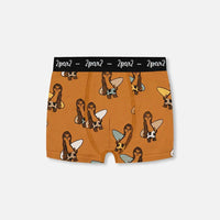 Printed Organic Cotton Boxer Shorts Sloths On Tan Background