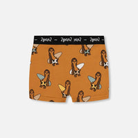 Printed Organic Cotton Boxer Shorts Sloths On Tan Background