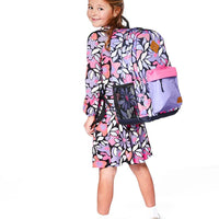 Kids Backpack Black Retro Flower Print