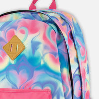 Kids Backpack Rainbow Heart Print