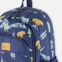Little Kids Backpack Navy Animal Print