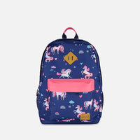 Kids Backpack Navy Unicorn Print