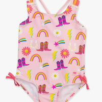 Girls Cowgirl Cutie Cross-Back One Piece Swimsuit