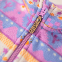 Purple patterned fleece jacket, child