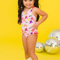 Girls Cowgirl Cutie Cross-Back One Piece Swimsuit