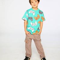 Organic Cotton Jersey T-Shirt Blue Printed Gamepads