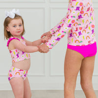Girls Cowgirl Cutie Racerback Flutter Tankini 2-Piece Swimsuit