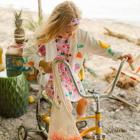 Cream knit cardigan with fruit patterns, child