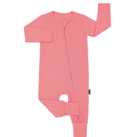 Ribbed Bamboo Footless Sleeper with Fold-over Cuffs - Candy Pink