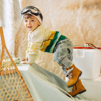 CREAM PATTERNED KNITTED SWEATER IN COTTON, BABY