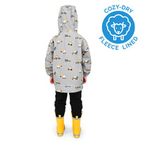 Kids Fleece Lined Rain Jackets | Grey Construction