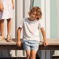 Light Grey Yarn-Dye Stripe T-Shirt