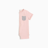 "MILES BASIC" SHORT SLEEVE ROMPER - LIGHT PINK
