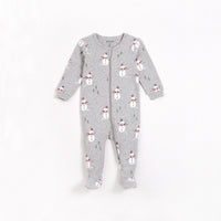 Merry Snowmen Print on Heather Grey Sleeper