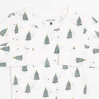 Festive Trees Print on Off-White PJ Set (2 pcs.)