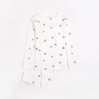 Snowflake Print on Off-White PJ Set