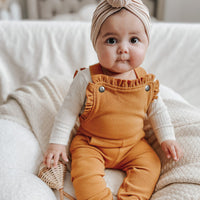 Corduroy Ruffle Romper in Butterscotch