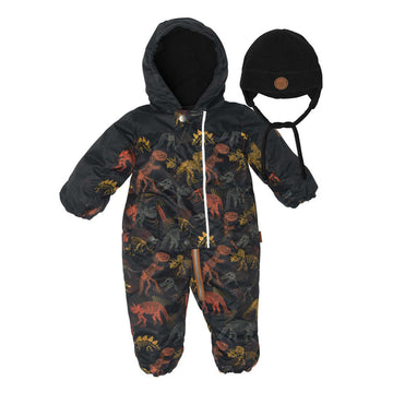 Baby Spring Suit With Hat Black Dinosaur Print