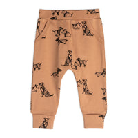 Organic Cotton Printed Dogs Top And Pant Set Beige Mix And Brown