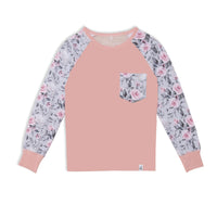 Organic Cotton Two Piece Printed Pajama Set Grey With Roses