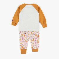 ADJUSTABLE CREAM PATTERNED PYJAMAS IN ORGANIC COTTON, BABY