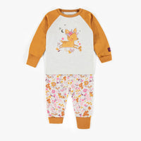 ADJUSTABLE CREAM PATTERNED PYJAMAS IN ORGANIC COTTON, BABY