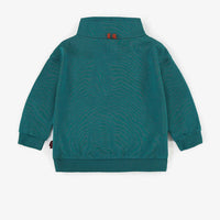 DARK AQUA QUARTER ZIP SWEATSHIRT, BABY
