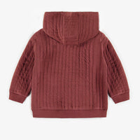 RUST HOODY IN QUILTED JERSEY, BABY